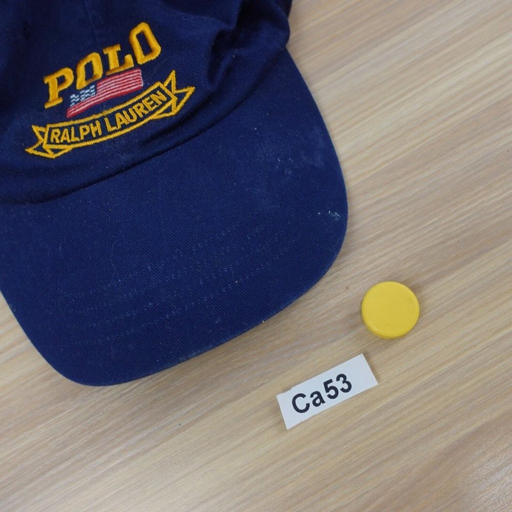 Polo Ralph Lauren Hat Mens Blue Navy Cap USA Flag Logo Pony Cotton Leather Strap - Picture 12 of 12